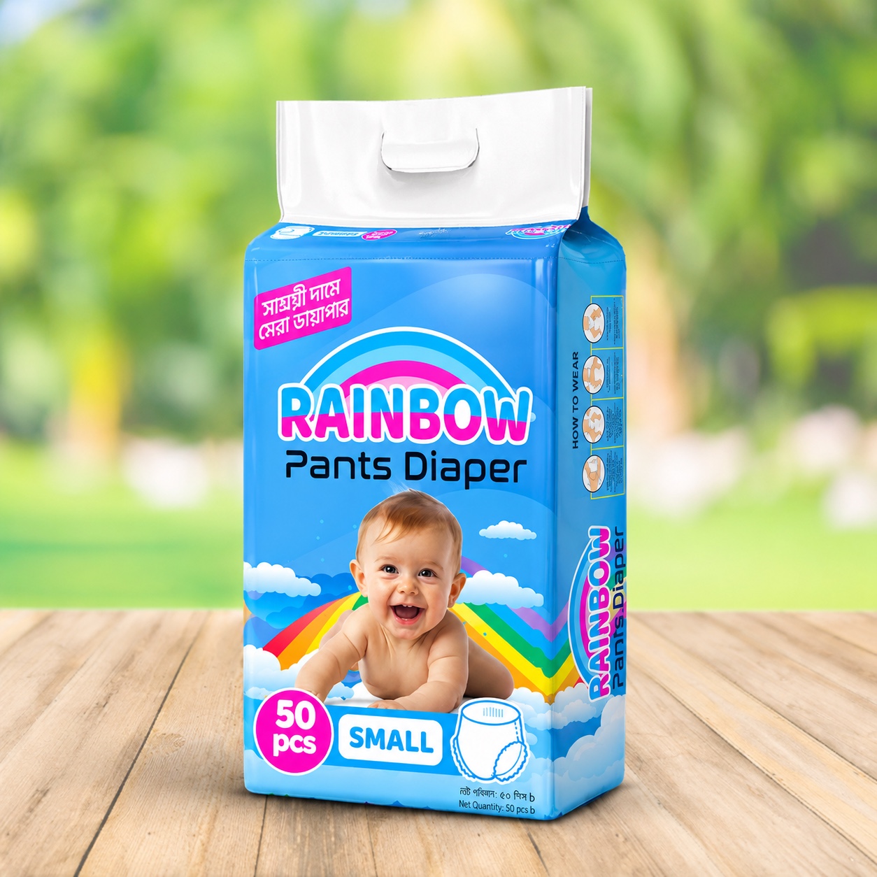 Rainbow Pant Diaper Small (S) 50 Pcs Pack For Kids, Dryness,Safety & Comfort.